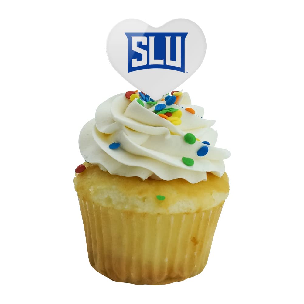 GRAPHICS & MORE Cupcake Picks Set of 6, Acrylic, Saint Louis University, Model CUPCAKE.HEART.CLCSLU.Z007804