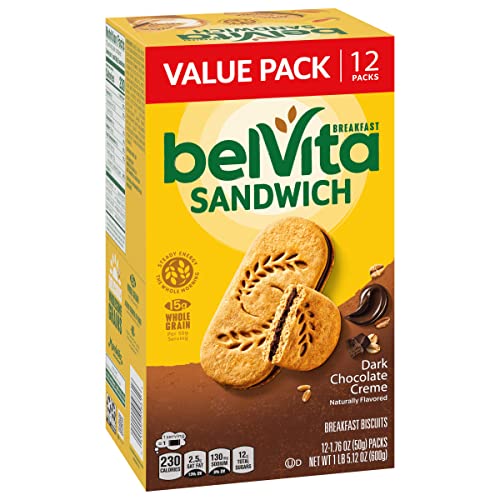 belVita Sandwich Dark chocolate creme Breakfast Biscuits 12 Packs (2 Sandwiches Per Pack)