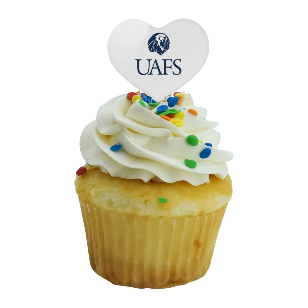 GRAPHICS & MORE Cupcake Toppers Set of 6 - University of Arkansas Fort Smith, Acrylic, Heart Love Design, One Size