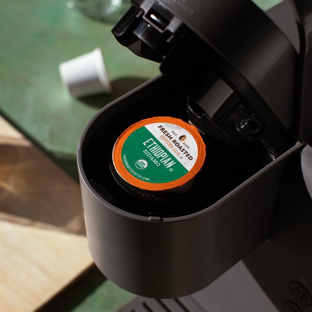 Fresh Roasted Coffee Organic Ethiopian Sidamo K-Cup Compatible 24 Pods Fair Trade Kosher Coffee