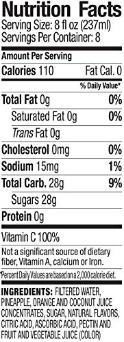 Langers Island Blend Juice Cocktail, Pineapple Orange Coconut, 64 Fl Oz (Pack of 8)