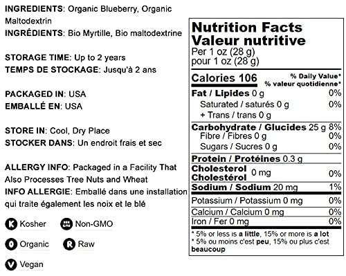 Food to Live Organic Blueberry Powder, 2 Pounds - Non-GMO, Unsulfured, Raw, Vegan, Bulk, Great for Juices, Smoothies, and Instan