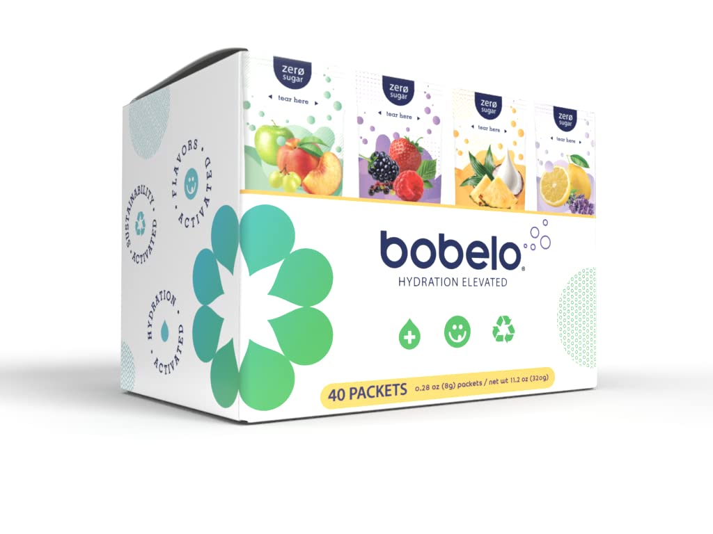 Bobelo Self Carbonating Hydration Packets  Variety  40 Pack  Sparkling Water & Soda Alternative  Sugar Free Electrolytes Powder Packets  Water Enhancer Drink Mix  Low Calorie  Keto Friendly
