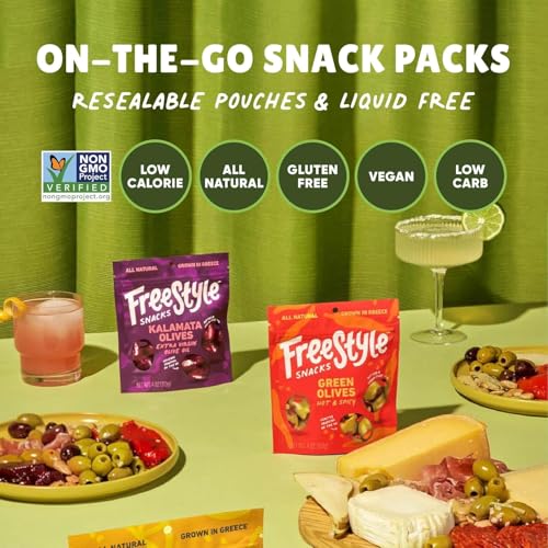 Freestyle Snacking - Olives Green Lemon Garlic - Case Of 6-4 Ounces