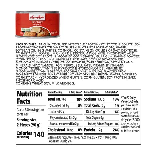 Loma Linda Frichik Original - Plant-Based Meat Alternative - 12.5 oz Cans (Pack of 12) - Versatile Vegetarian Protein for Delici