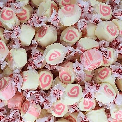 Strawberry Cheesecake Salt Water Taffy - Individually Wrapped Assorted Flavors - Old Fashion Saltwater Taffy Candy Bulk, by Quee