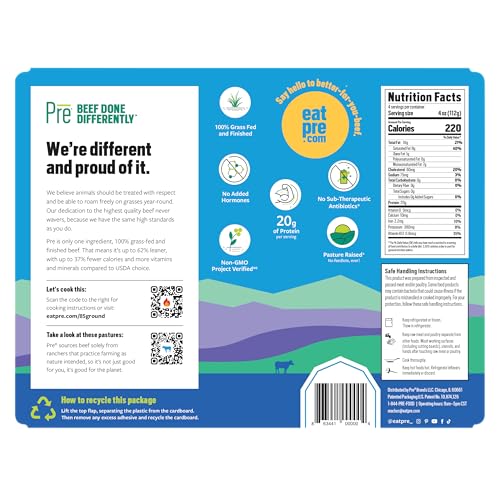 Pre, Ground Beef 85% Lean/15% Fat, Grass-Fed, Pasture-Raised, 1 lb