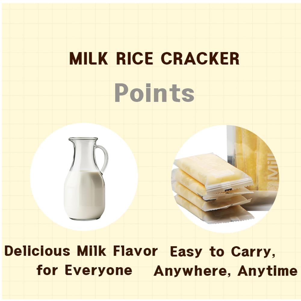 Milk Korean Rice Snack - 24 Pack Kid-Friendly School Snack, Rice, Non-Fried, Zero Trans Fat, Individually Wrapped, 240g (8.47oz)