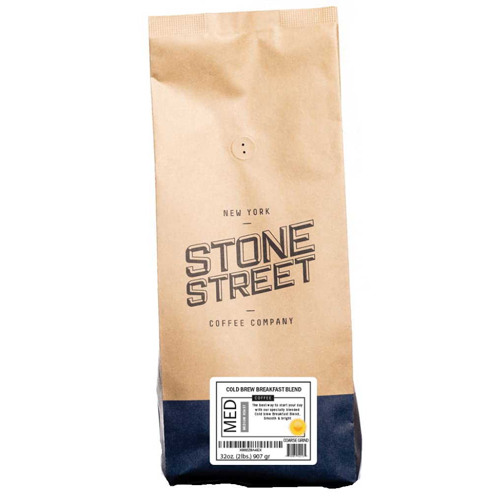 Stone Street Cold Brew Coffee, Breakfast Blend, Low Acid, Medium Roast, Coarse Ground, 32 Ounce