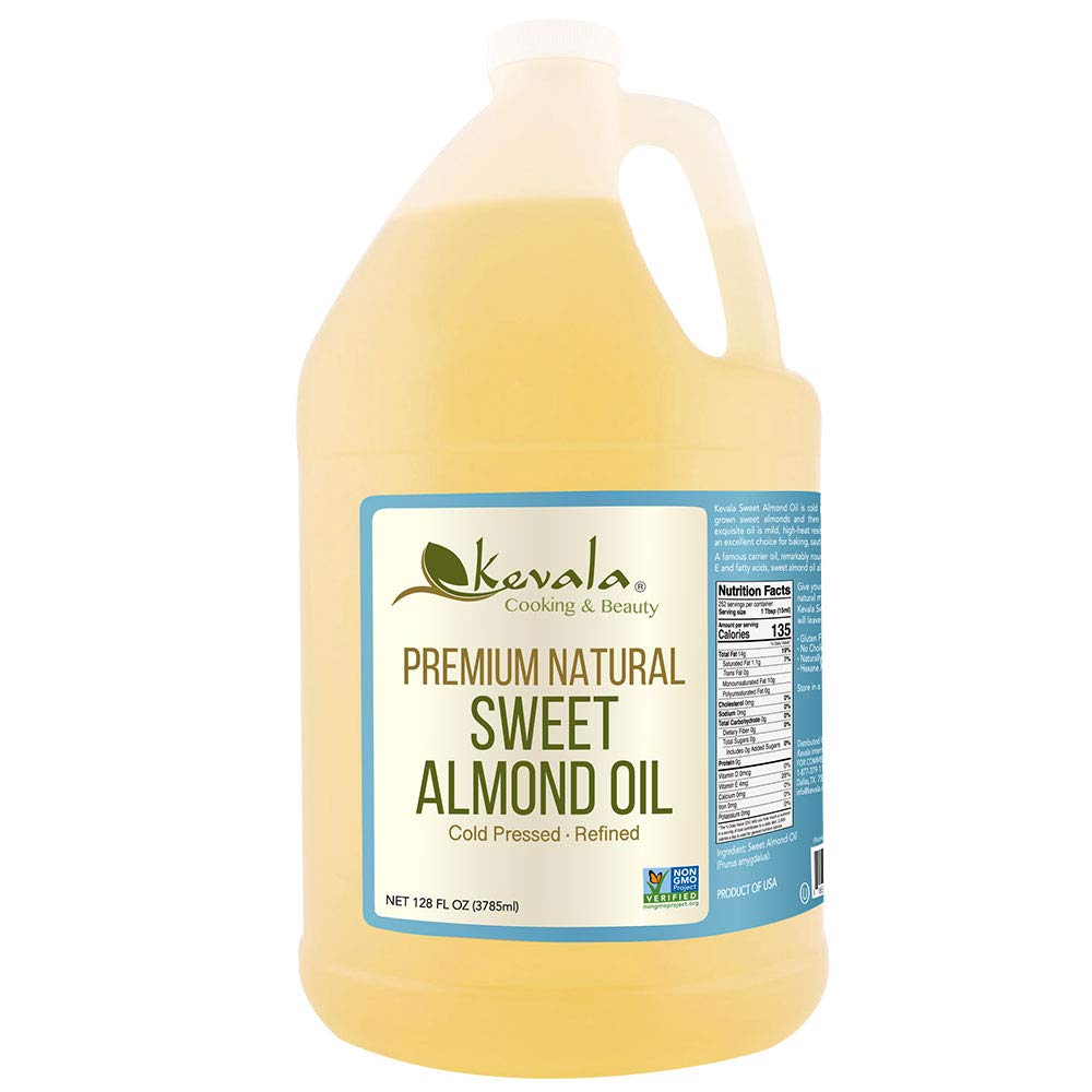 Kevala Sweet Almond Oil - Cold Pressed Natural Oil for Skin & Cooking - 128 fl oz
