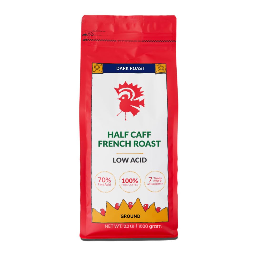 Puroast Coffee Half Caff French Roast Ground, 35.2 Ounce, Dark Roast, Specialty Coffee