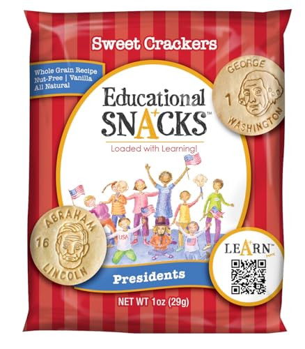 DICK & JANE EDUCATIONAL SNACKS – Nut-Free All-Natural Snacks for Kids – U.S. Presidents Edition – 12-Pack – 1 Ounce Each