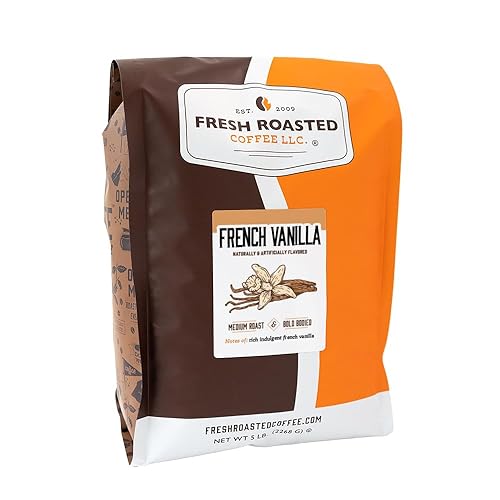 Fresh Roasted Coffee, Vanilla Flavored Coffee, 5 Lb (80 Oz), Medium Roast, Kosher, Ground