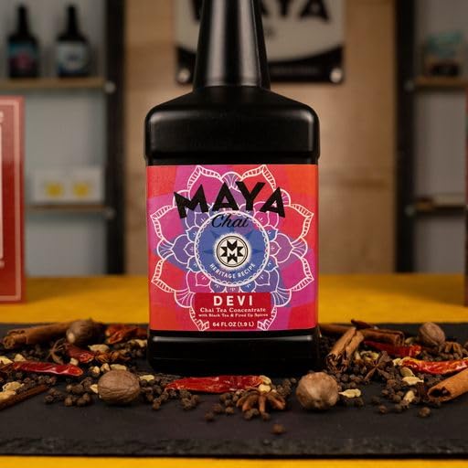 Maya Heritage Chai, Devi Tea Concentrate, 64 Fl Oz, Pack Of 4 With 1 Pump