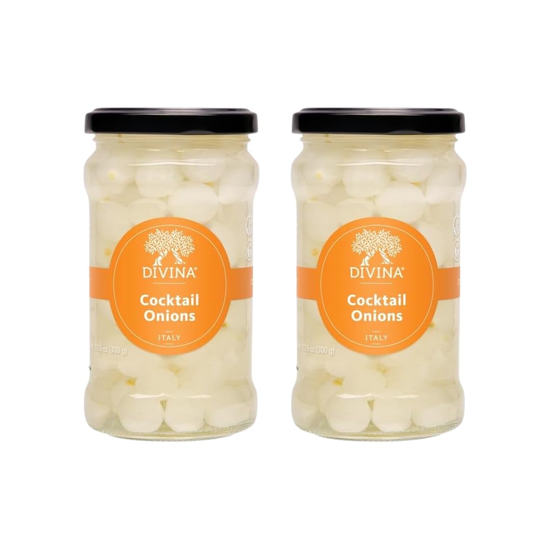 Divina Cocktail Onions, 10.6 oz each, 2-Pack, Perfect for Garnishing and Cooking