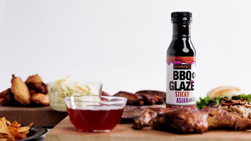 Kosmos Q Sticky Asian BBQ Glaze - 15.5 Oz Bottle for Sticky & Flavorful Barbecue - Thick BBQ Glaze for Competition Ready Mouth-W