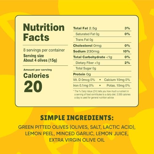 Freestyle Snacking - Olives Green Lemon Garlic - Case Of 6-4 Ounces