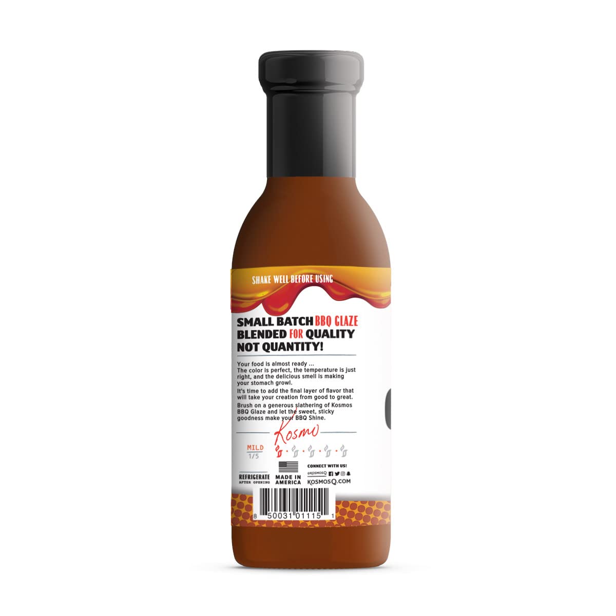 Kosmos Q Maple spirit-inspired flavor BBQ Glaze  Sweet & Sticky BBQ Sauce for Ribs  Chicken  Pork  or Brisket  Competition-Ready Barbecue Glaze with Real Maple Syrup & Kentucky spirit-inspired flavor  American Made  15.5 Oz Bottle