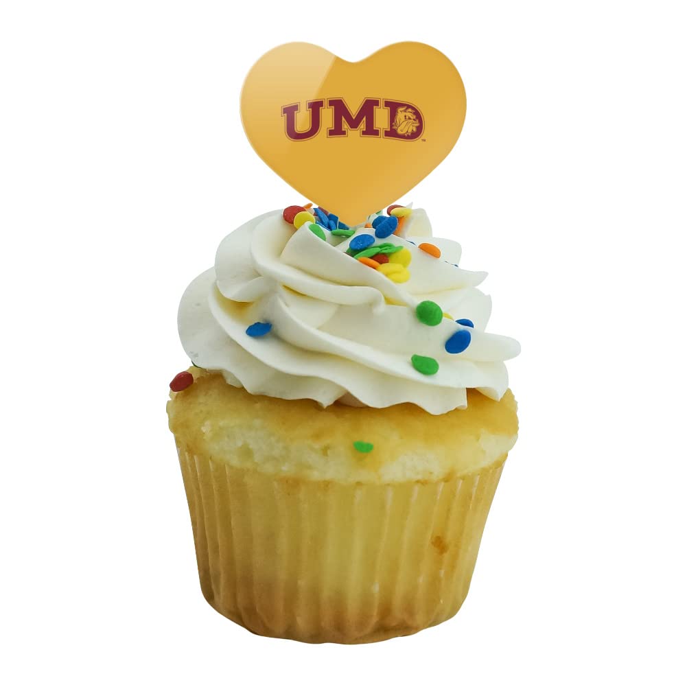 GRAPHICS & MORE UMD Secondary Logo Heart Cupcake Picks Set of 6, Acrylic, One Size, University of Minnesota Duluth