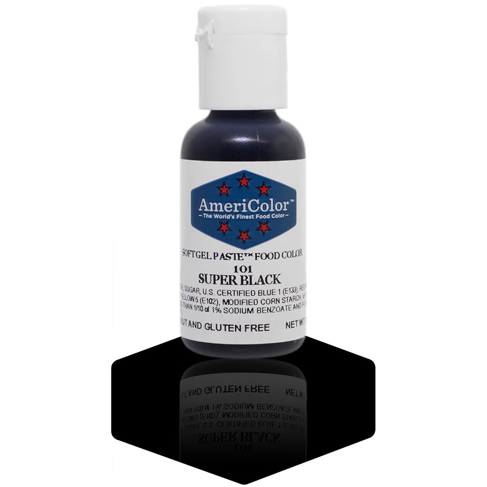 Americolor, Super Black, .75 Ounce Bottle, Soft Gel Paste Food Color
