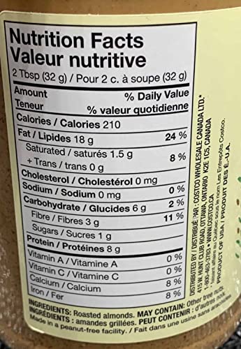 KIRKLAND Signature Creamy Almond Butter, 27 oz, 1.6 lb - Smooth, Natural Nut Spread