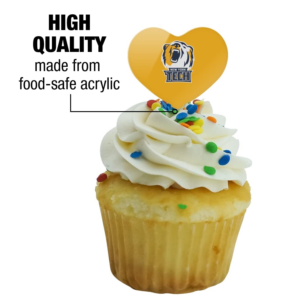 GRAPHICS & MORE Acrylic Cupcake Picks Toppers Set of 6 - New York Institute of Technology Heart Decoration