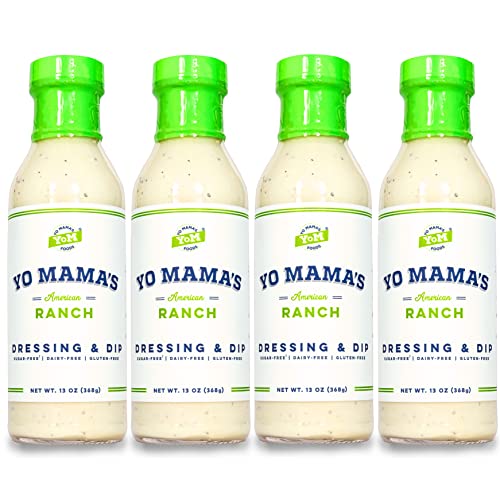 Keto Ranch Salad Dressing And Dip By Yo Mamas Foods - Pack Of (4) - Low Carb, Low Sodium, And Gluten-Free