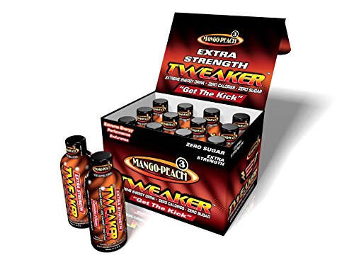 Tweaker Energy Mango-Peach Extra Strength Energy Shot, 2oz Singles, Pack of 12