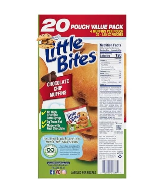 Little Bites Chocolate Chip Mini Muffins, 20 Count, 33 oz Family Pack
