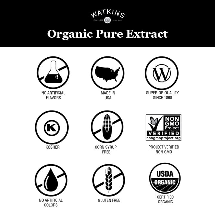 Watkins Organic Pure Lemon Extract, 2 oz, Pack of 12 - Natural Flavoring for Baking and Cooking, Gluten-Free, Non-GMO