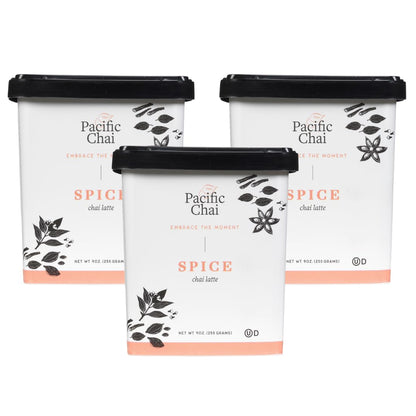 Pacific Chai Spiced Chai Latte, Instant Powered Dry Chai Tea Latte Beverage Mix, Gluten Free, Kosher, 9 Ounce (Pack of 3)