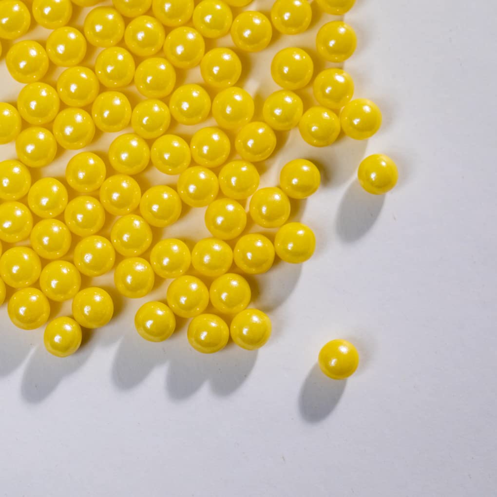 NIPEOR Yellow Edible Pearls for Baking, Cake & Cookie Sprinkles, 130g, 7mm Size, Perfect for Decoration
