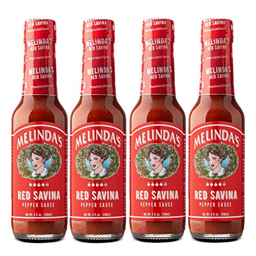 Melindas Red Savina Pepper Hot Sauce - Extra Spicy Habanero - 5oz, 4 Pack - Made with Fresh Ingredients