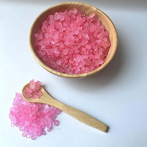 SweetGlob Old Fashioned Medium Rock Sugar Candy Gems, Lump Sugar Rock Crystals (1 Pound, Pink Cherry)