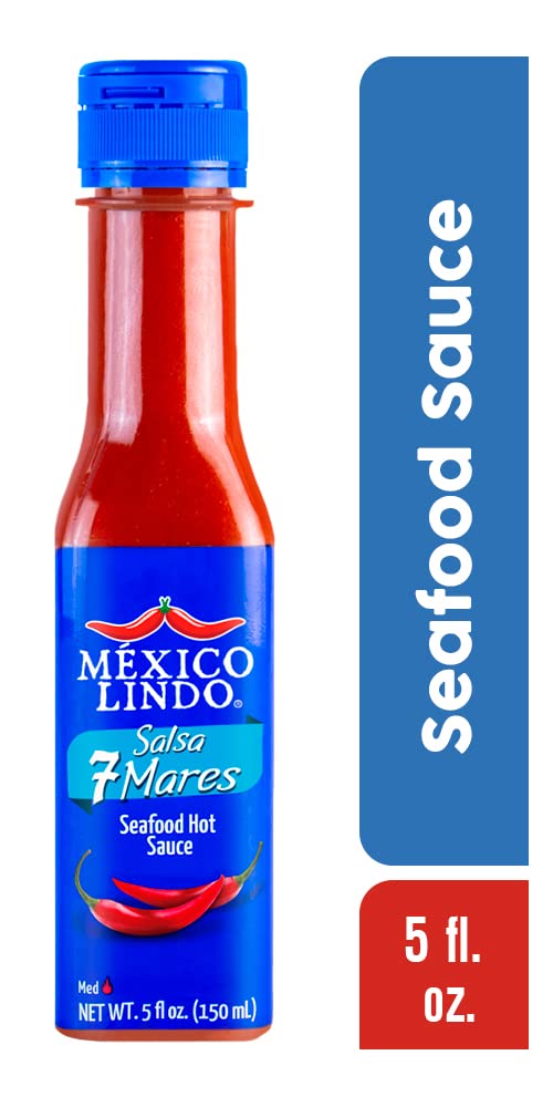 Mexico Lindo 7 Mares Hot Sauce | Perfect For Fish & Seafood | 10,800 Scoville Level | Spicy Flavor | 5 Fl Oz Bottle (Pack Of 1)