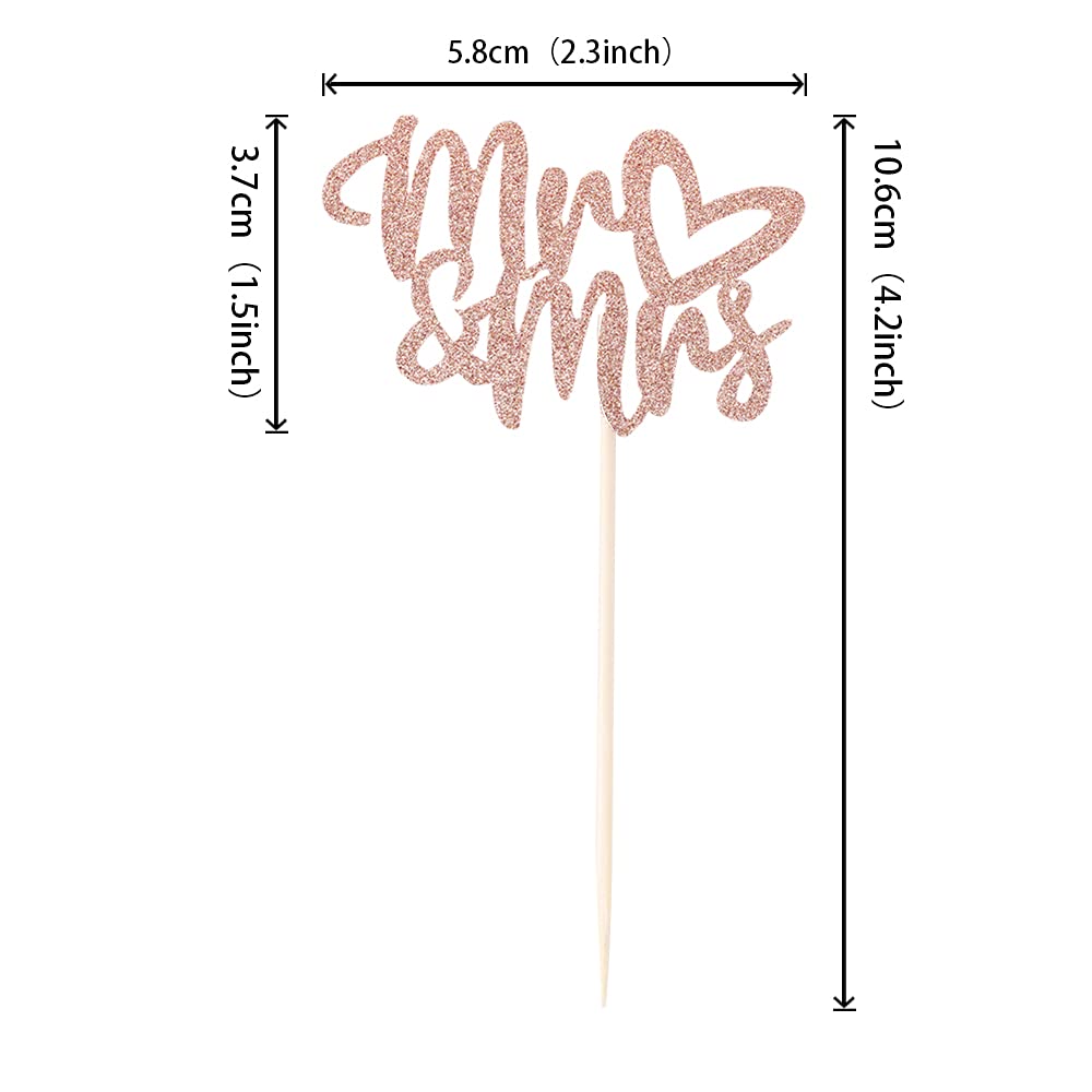 36 Pcs Mr & Mrs Cupcake Toppers With Love Heart Wedding Engagement Cake Picks Decorations For Bridal Shower Birthday Party Suppl