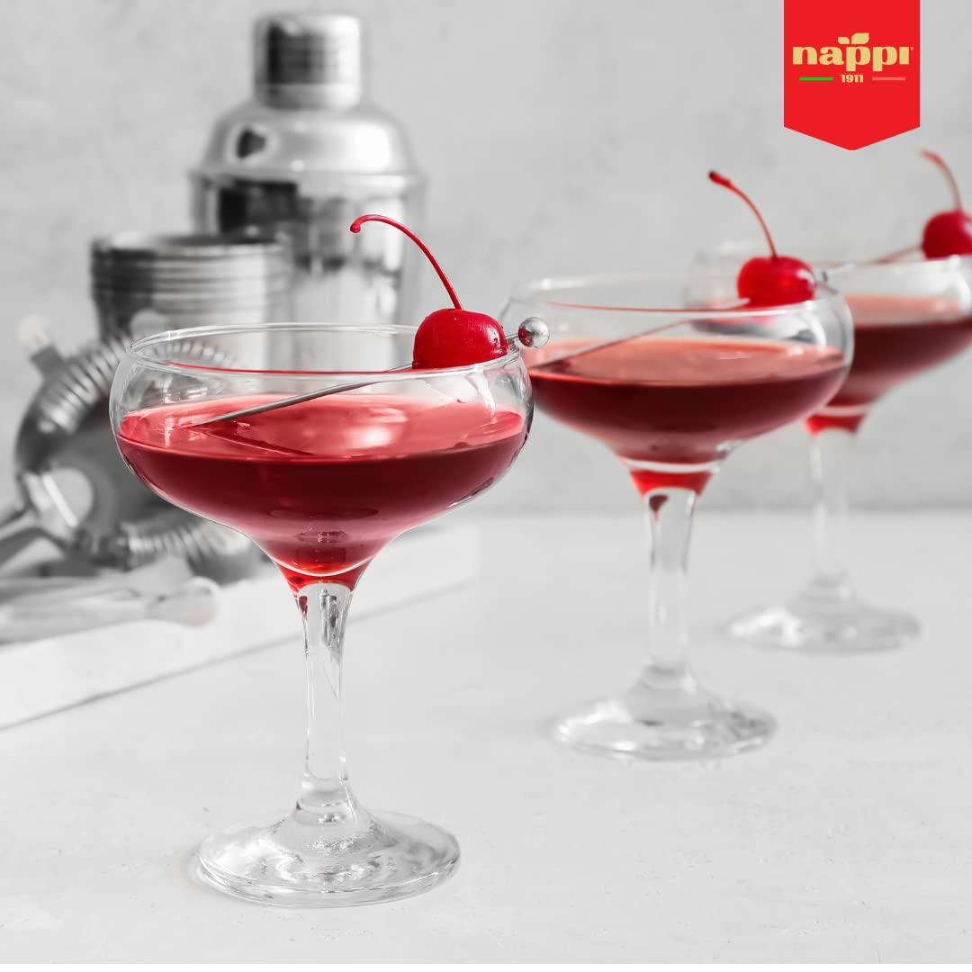 Nappi 1911 Maraschino Cocktail Cherries with Stem in Syrup, 13.76 oz Jar, Product of Italy