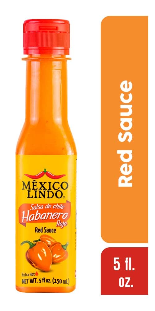 Mexico Lindo Red Habanero Hot Sauce Display, 5 fl oz, Pack of 3