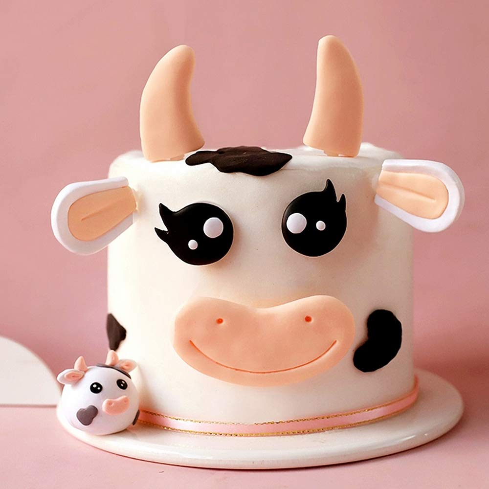 Jevenis Cute Cow Cake Decoration Farm Animal Birthday Cow Cake Topper For Baby Shower Party Decorations