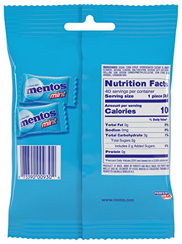 Mentos Chewy Mint Candy, Individually Wrapped, Bulk Pack of 40, 0.10 Oz, White