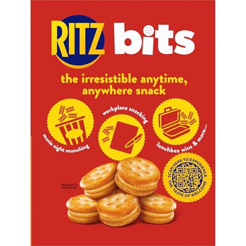 RITZ Bits Spicy Queso Cheese Sandwich Crackers, Snacks for Kids and Adults, Lunch Snacks, 8.8 oz