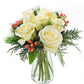 Kabloom Prime Next Day Delivery - Noel White Roses Accented With Red Berries And Seasonal Greens With Vase.Gift For Birthday, Sympathy, Anniversary, Thank You, Valentine, Mother’S Day Fresh Flowers