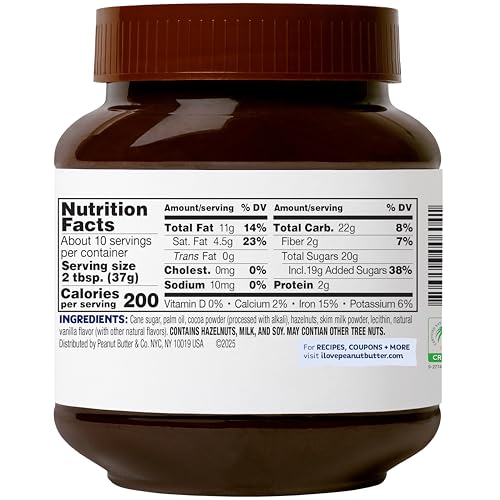 Peanut Butter & Co. Hazelnut Spread, Dark Chocolatey Hazelnut, Gluten Free & Non-GMO, 13 Oz (Pack of 6)