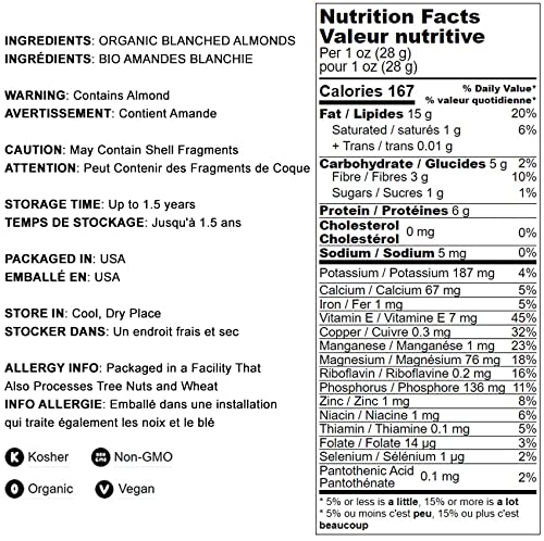 Food to Live Organic Blanched Slivered Almonds, 4 Pounds - Non-GMO, Raw, Unpasteurized, Unsalted, Vegan, Keto, Paleo, Kosher, Hi