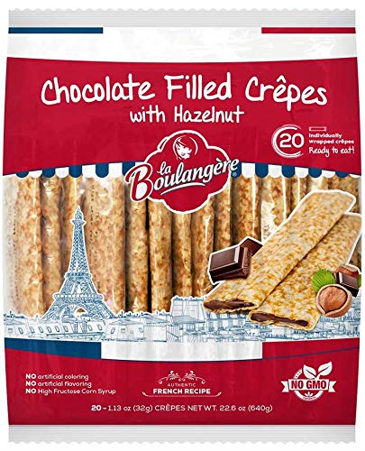 La Boulangere Chocolate Hazelnut Crepes, Individually Wrapped, Non Gmo, Free From Artificial Flavors & Colors, 20-Count 2 Packs