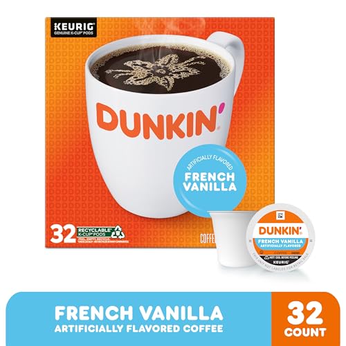 Dunkin French Vanilla Flavored Coffee, 32 Keurig K-Cup Pods