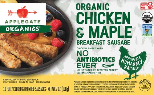 Applegate, Organic Chicken & Maple Breakfast Sausage, 7 oz (frozen)