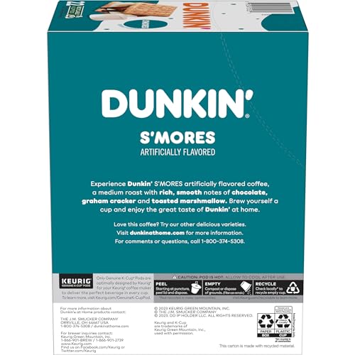 Dunkin Smores Flavored Coffee, 22 Keurig K-Cup Pods