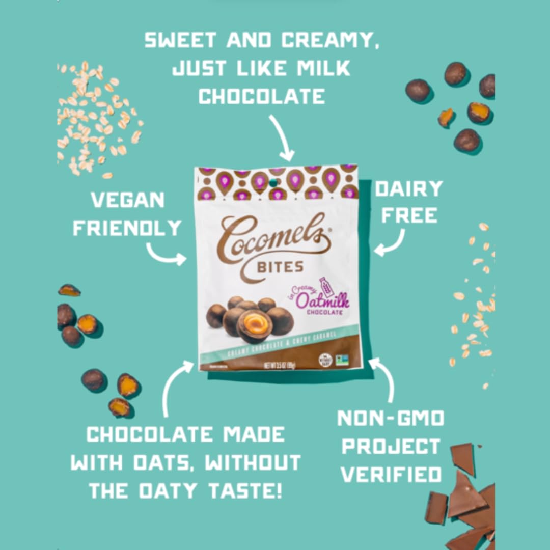 Cocomels Oatmilk Chocolate Covered Bites, Original, 3.5 Oz, 6 Pack, Dairy Free, Vegan, Organic