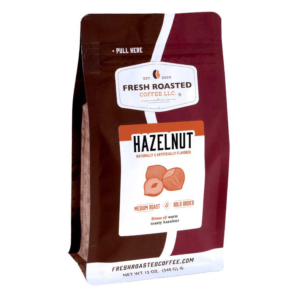 Fresh Roasted Coffee, Hazelnut Flavored Coffee, 12 Oz, Medium Roast, Kosher, Ground